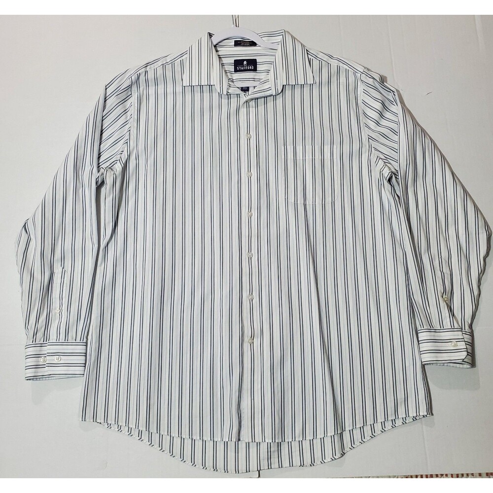 Stafford Dress Shirt Regular‎ Fit Long Sleeve Button Down  Size 17 1/2 36-37